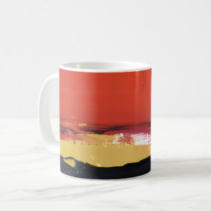 Caneca De Café Abstrato do Horizonte Crimson