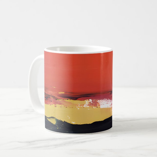 Caneca De Café Abstrato do Horizonte Crimson (Frente Esquerda)