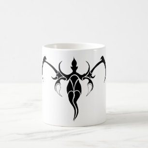 Caneca De Café Abstrato Elefante Tribal Design - preto e branco