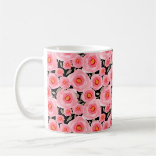 Caneca De Café Abstrato elegance padrão sem costura com flor ros