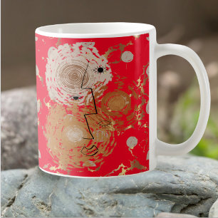 Caneca De Café Abstrato Elegância do Médio do século ouro