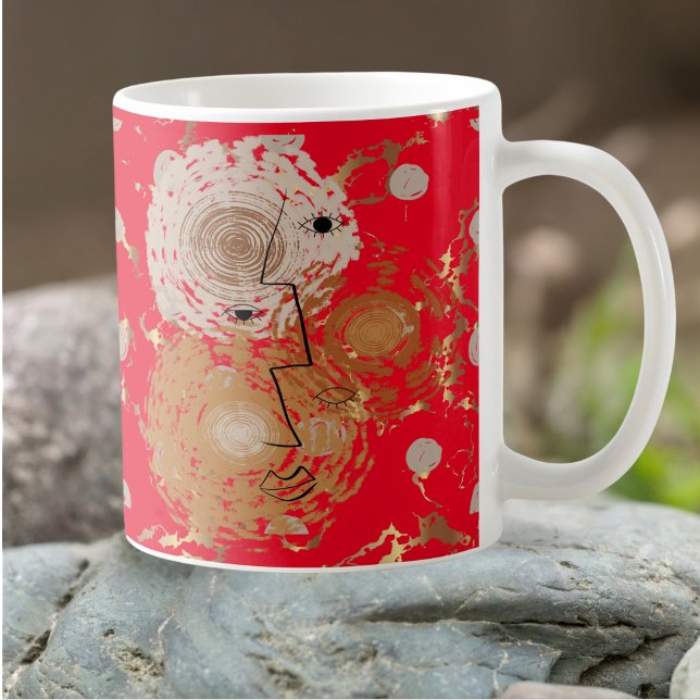 Caneca De Café Abstrato Elegância do Médio do século ouro (Criador carregado)