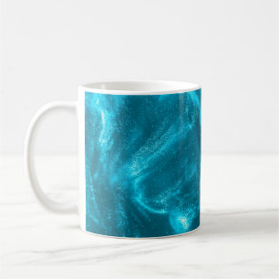Caneca De Café Abstrato elegante brilho azul de menta
