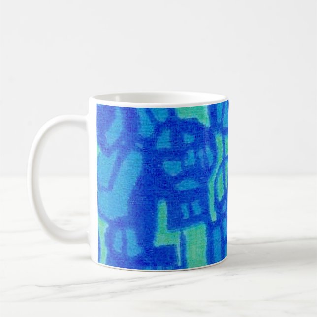 Caneca De Café Abstrato Elétrico Azul e Aqua (Esquerda)