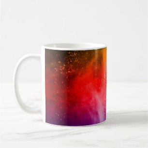 Caneca De Café Abstrato em pó, fundo pulverizado, movimento de co
