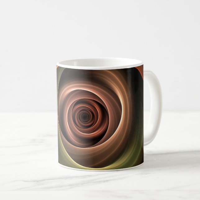 Caneca De Café abstrato espiral 3D Cores quentes quentes Arte Fra (Frente Esquerda)