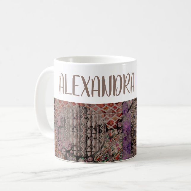 Caneca De Café Abstrato Ethno Pattern - Folclore Art 1 (Frente Esquerda)