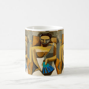 Caneca De Café Abstrato Faces, adicionar texto,