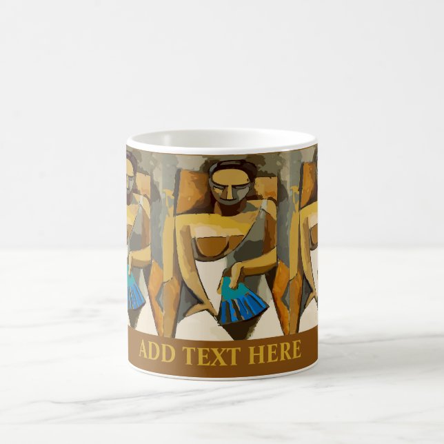 Caneca De Café Abstrato Faces, adicionar texto, Coffee Mug (Centro)