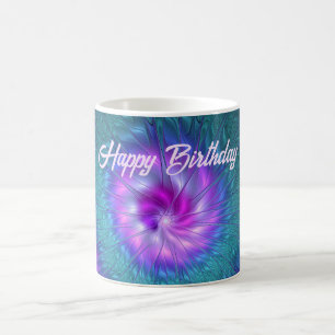 Caneca De Café Abstrato Floral Beauty Fractal Colorida Flor