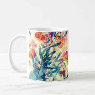 Caneca De Café Abstrato floral: ervas, padrão de flores.