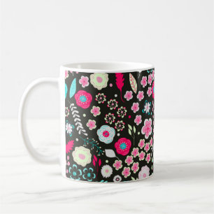 Caneca De Café Abstrato Floral Moderno
