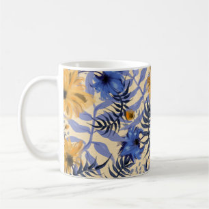 Caneca De Café Abstrato Floral: Padrão Moderno de Aquarela