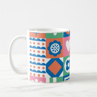Caneca De Café Abstrato Floral: Scandinávia Folk Design.