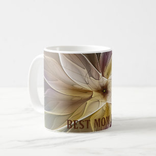 Caneca De Café Abstrato Fractal de EggPlant Dourada Floral Melhor