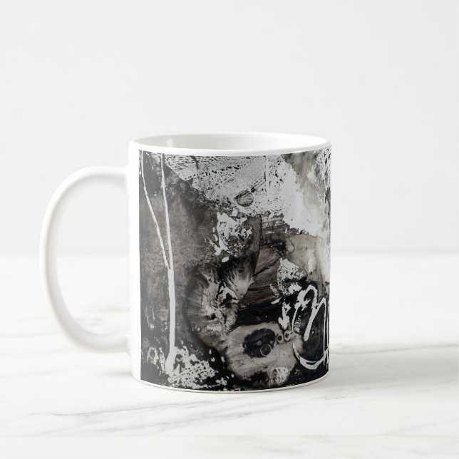 Caneca De Café Abstrato fundo preto e branco (Esquerda)