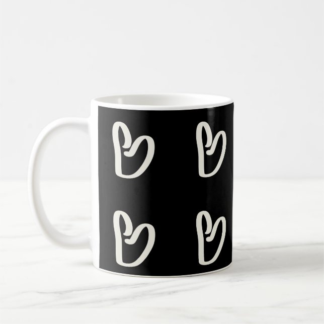 Caneca De Café Abstrato, funky, coração branco (Esquerda)