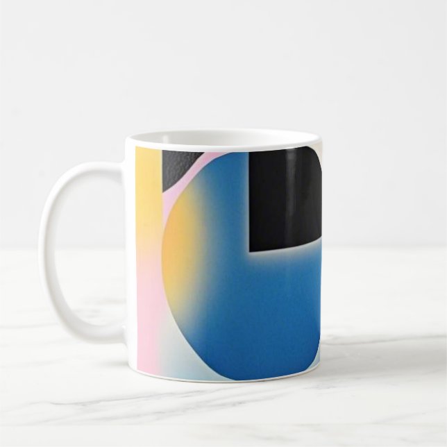 Caneca De Café Abstrato geométrica vibrante e branca (Esquerda)