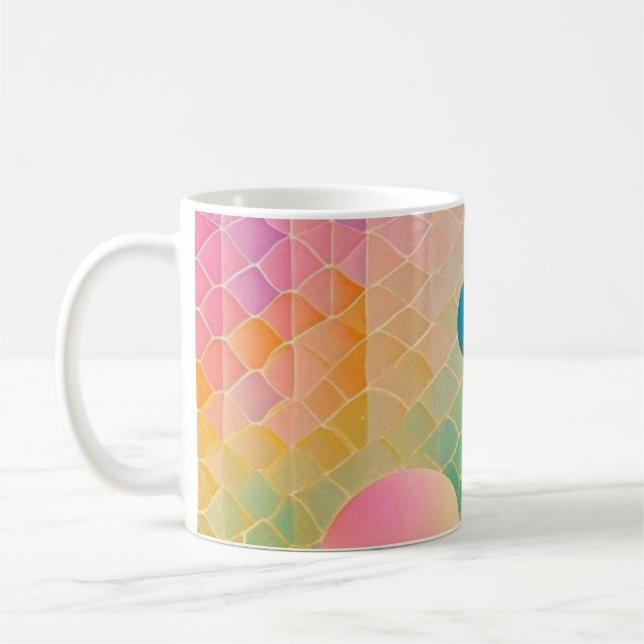 Caneca De Café Abstrato geométrica vibrante e branca (Esquerda)