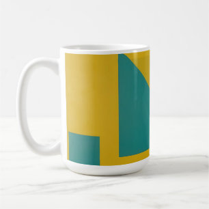 Caneca De Café Abstrato Geométrico Amarelo Teal Ousado