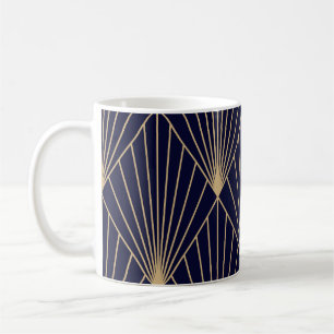 Caneca De Café Abstrato geométrico Azul Escuro Dourado