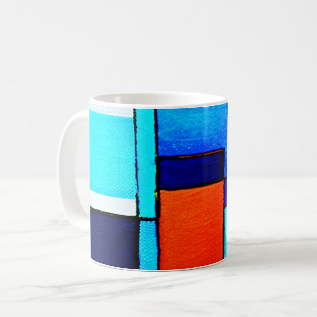 Caneca De Café Abstrato Geométrico Azul Moderno (Frente Esquerda)