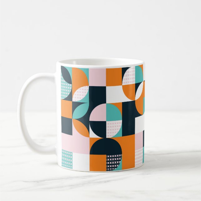 Caneca De Café Abstrato geométrico com quadrados, triângulo (Esquerda)