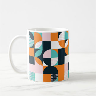 Caneca De Café Abstrato Geométrico: Efeito Colorido 3D.