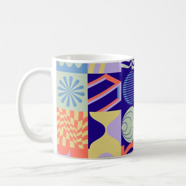 Caneca De Café Abstrato geométrico feito com formas simples (Esquerda)