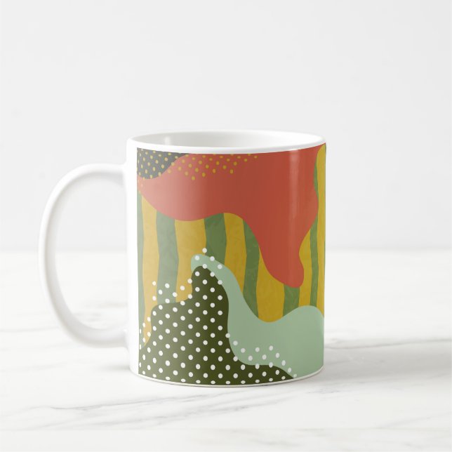 Caneca De Café Abstrato Geométrico Ondas Ondas Criativas (Esquerda)