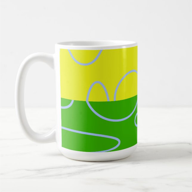 Caneca De Café Abstrato Geométrico Retro Amarelo Verde (Esquerda)