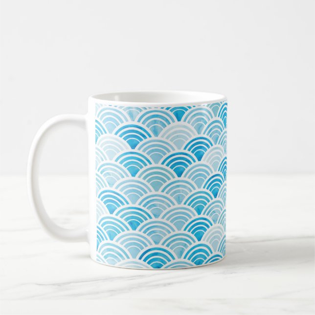 Caneca De Café Abstrato geométrico sem costura, com água azul (Esquerda)