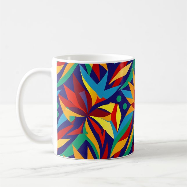 Caneca De Café Abstrato Geométrico Tropical Multicolorido Vibrant (Esquerda)