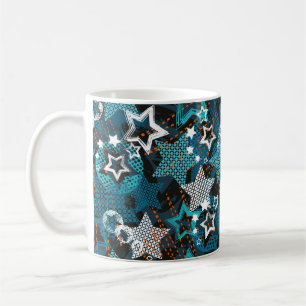 Caneca De Café Abstrato grunge star, padrão criativo do grupo de