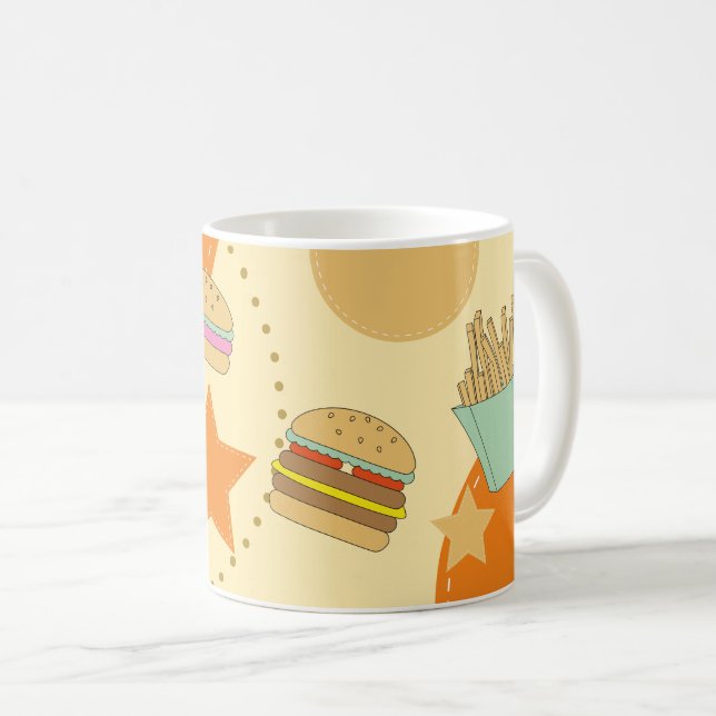 Caneca De Café Abstrato Hamburger, Fries e Conjunto de Bebidas De (Frente Esquerda)