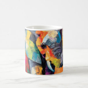 Caneca De Café Abstrato Happy Rainbow Elephant