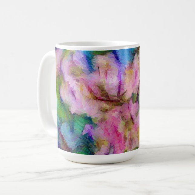 Caneca De Café Abstrato Impressionista Floral Flower Cup (Frente Esquerda)