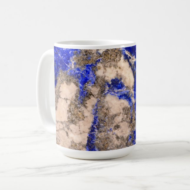 Caneca De Café Abstrato Lapis Lazuli Blue Granite (Frente Esquerda)
