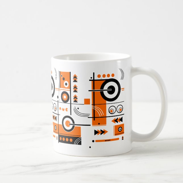 Caneca De Café Abstrato Laranja e Black Tech-Inspirado (Direita)
