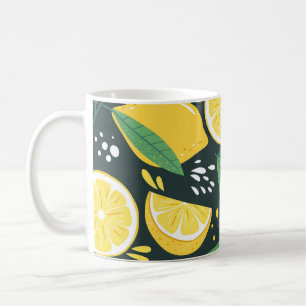 Caneca De Café Abstrato Lemon: Arte Moderna Sem Costura.