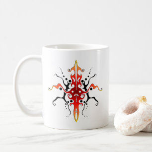 Caneca De Café Abstrato Mask Tribal Tattoo Design - vermelho