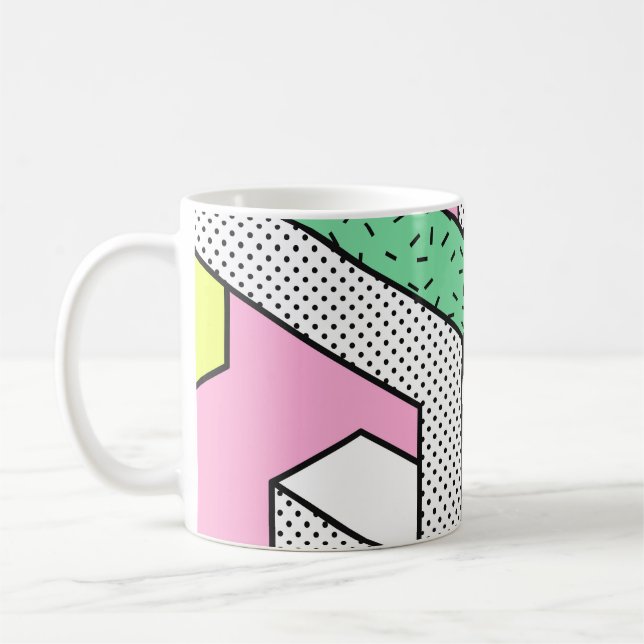 Caneca De Café Abstrato Memphis: formas geométricas de 80s. (Esquerda)