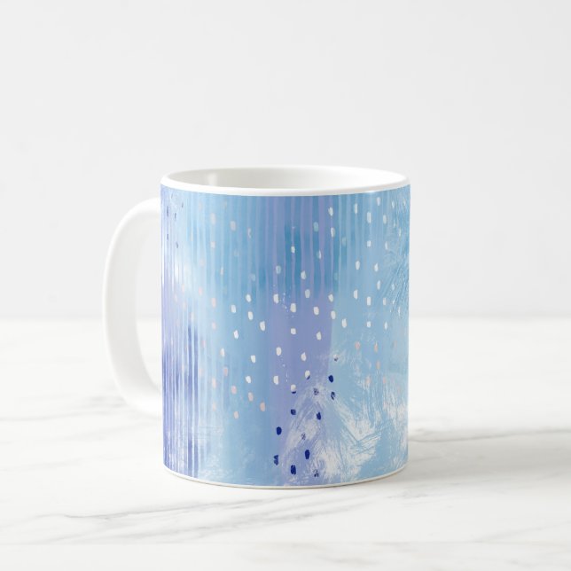 Caneca De Café Abstrato Mídia mista azul turquesa amarelo (Frente Esquerda)