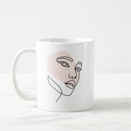 Caneca De Café Abstrato mínima de arte da linha de solteiro fêmea
