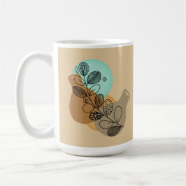 Caneca De Café Abstrato MINIMALISTA BOHEMIANO COM FOLHA PRETA