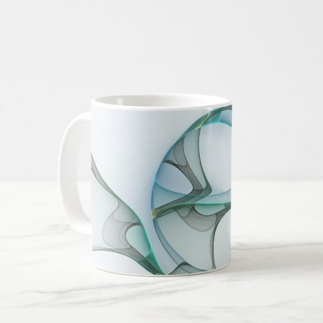 Caneca De Café Abstrato moderna Cinza azul-turquesa (Frente Esquerda)