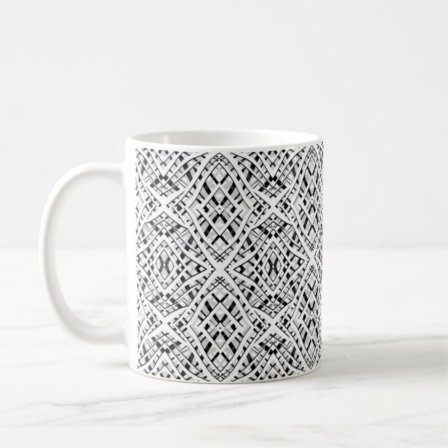 Caneca De Café Abstrato moderna de ornamentação branca, sem costu (Esquerda)