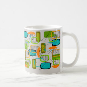 Caneca De Café Abstrato Moderno do século Médio da Era Atômica