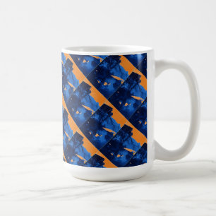 Caneca De Café abstrato Mug "Ridge 1 Azul em Laranja"