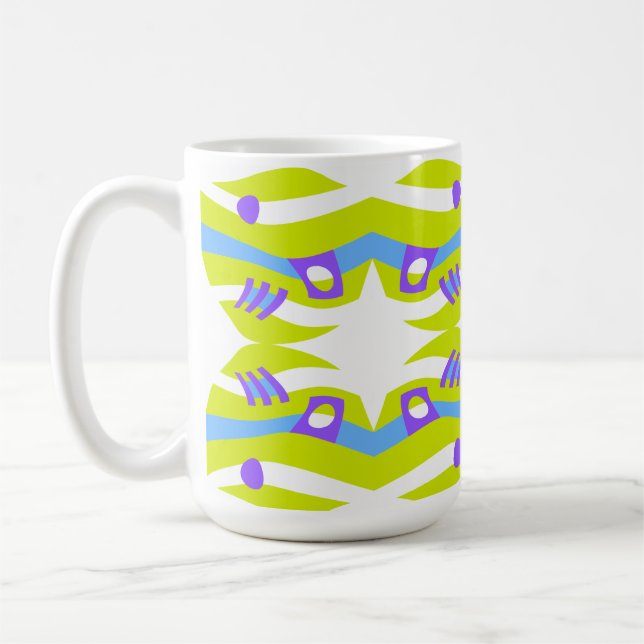 Caneca De Café Abstrato Noah's Ark Green Purple Blue (Esquerda)